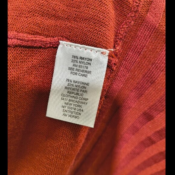 Chelsea & Theodore Small Petite Burnt Orange Ribbed Open Front Cardigan - Picture 4 of 4